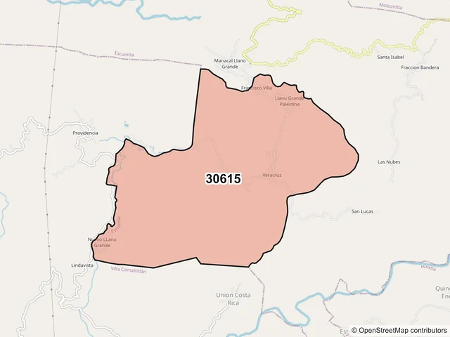 Mapa del código postal 30615, Escuintla, Chiapas