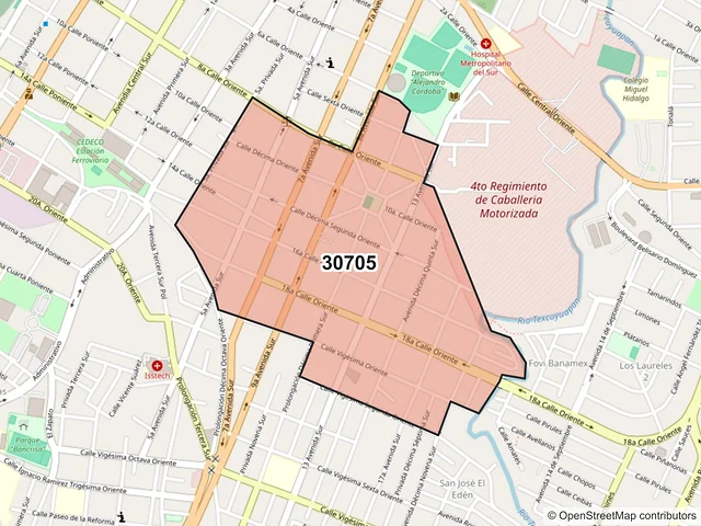 Mapa del código postal 30705, Tapachula, Chiapas