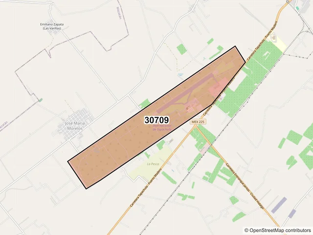 Mapa del código postal 30709, Tapachula, Chiapas