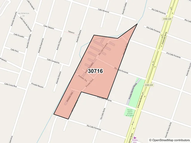 Mapa del código postal 30716, Tapachula, Chiapas