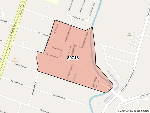 Mapa del código postal 30718, Tapachula, Chiapas