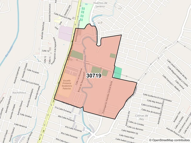 Mapa del código postal 30719, Tapachula, Chiapas