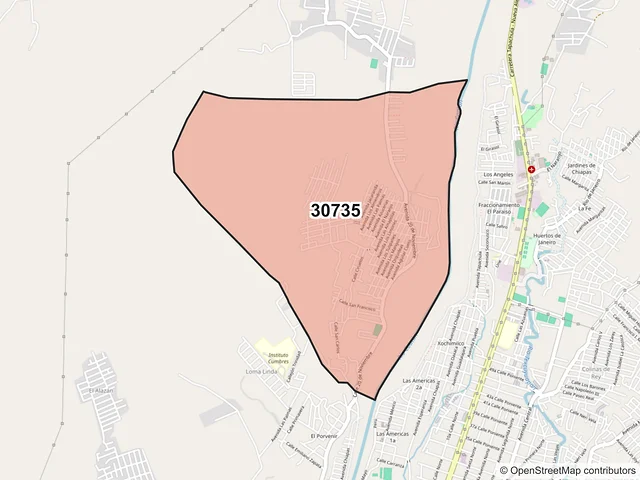 Mapa del código postal 30735, Tapachula, Chiapas