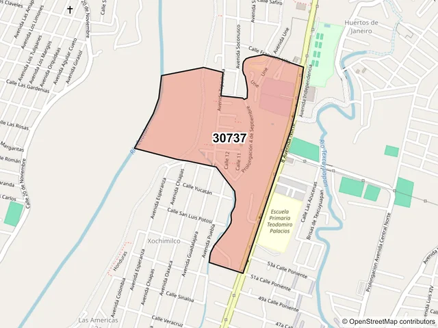 Mapa del código postal 30737, Tapachula, Chiapas
