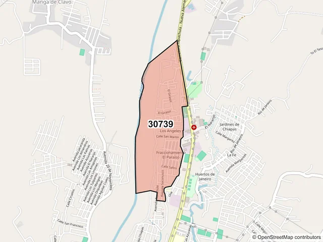 Mapa del código postal 30739, Tapachula, Chiapas