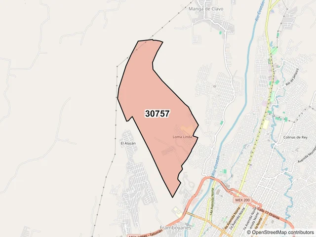 Mapa del código postal 30757, Tapachula, Chiapas