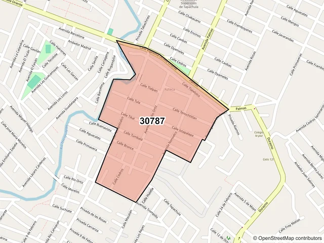 Mapa del código postal 30787, Tapachula, Chiapas