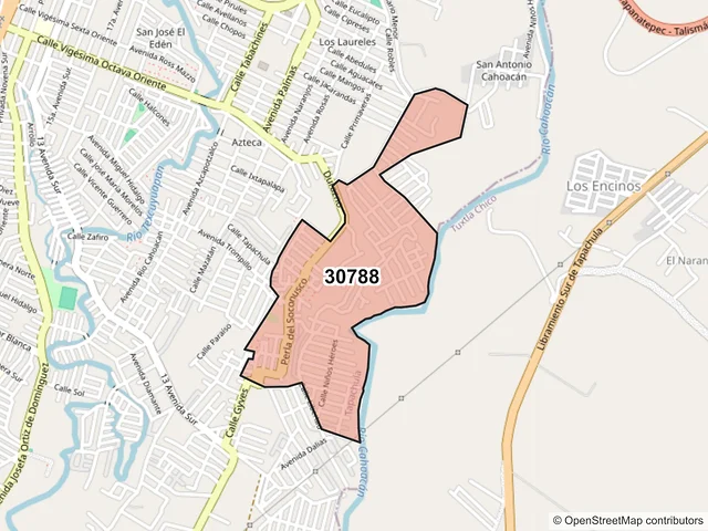 Mapa del código postal 30788, Tapachula, Chiapas