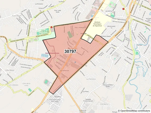 Mapa del código postal 30797, Tapachula, Chiapas
