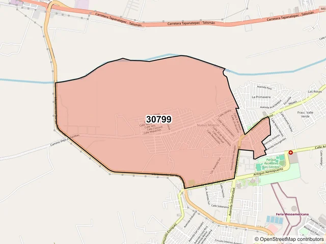 Mapa del código postal 30799, Tapachula, Chiapas