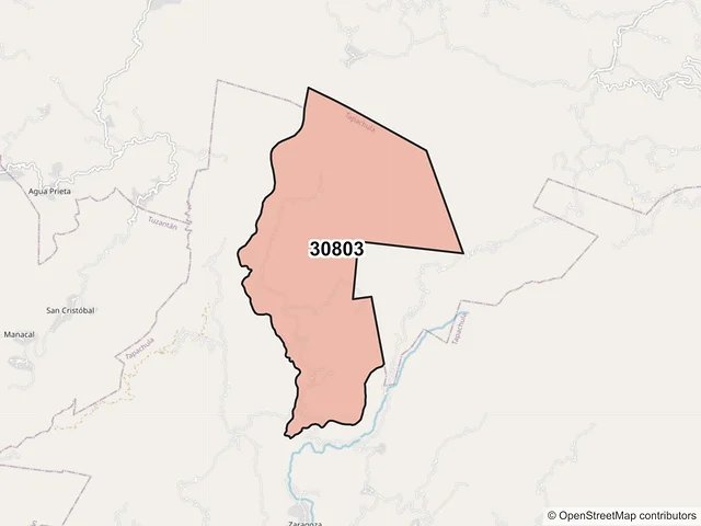 Mapa del código postal 30803, Tapachula, Chiapas