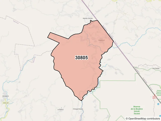 Mapa del código postal 30805, Tapachula, Chiapas