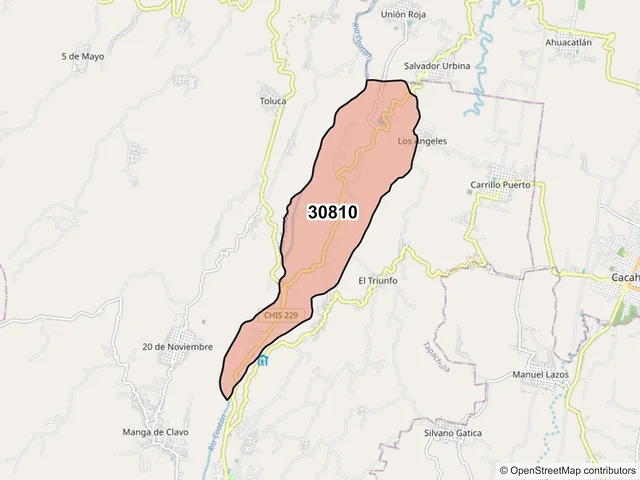 Mapa del código postal 30810, Tapachula, Chiapas