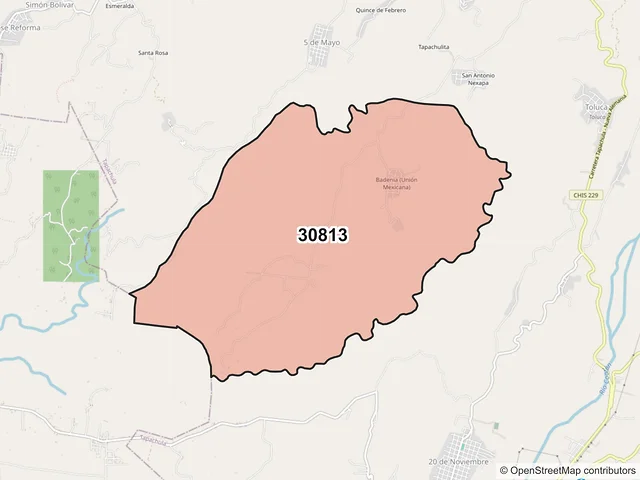 Mapa del código postal 30813, Tapachula, Chiapas