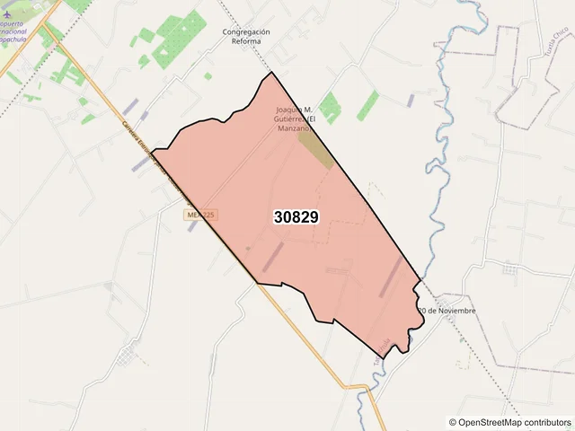 Mapa del código postal 30829, Tapachula, Chiapas