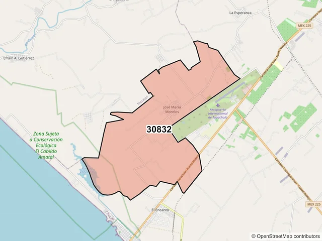 Mapa del código postal 30832, Tapachula, Chiapas