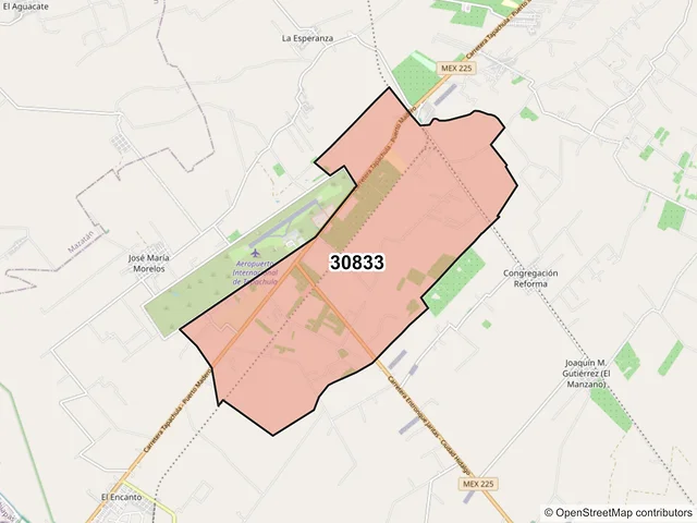 Mapa del código postal 30833, Tapachula, Chiapas