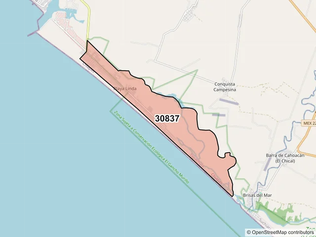 Mapa del código postal 30837, Tapachula, Chiapas