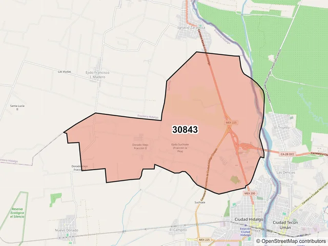 Mapa del código postal 30843, Suchiate, Chiapas