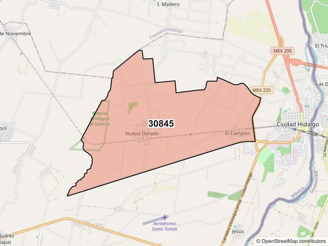 Mapa del código postal 30845, Suchiate, Chiapas