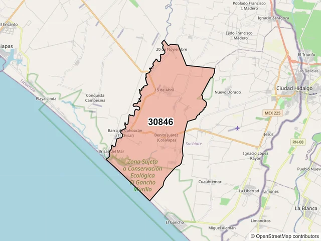Mapa del código postal 30846, Suchiate, Chiapas