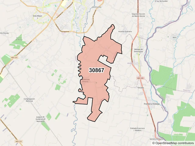 Mapa del código postal 30867, Tuxtla Chico, Chiapas