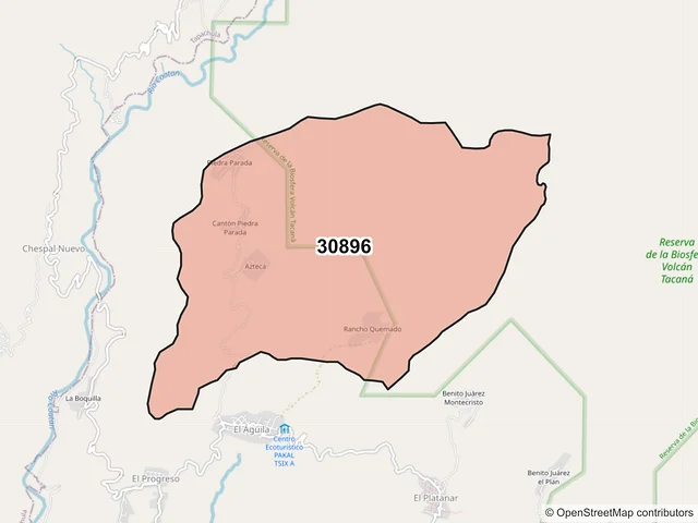 Mapa del código postal 30896, Cacahoatán, Chiapas