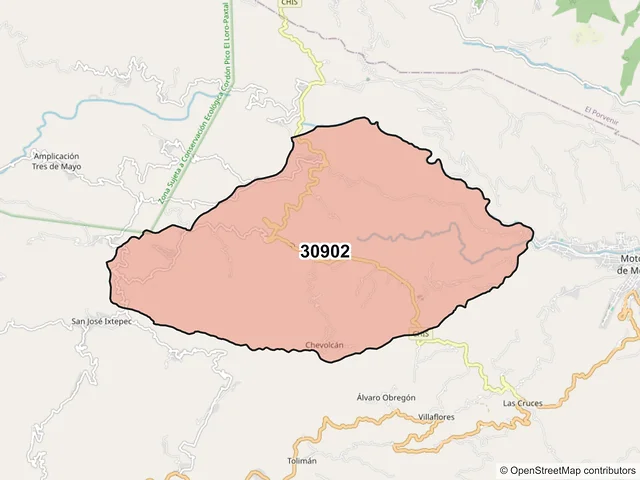Mapa del código postal 30902, Motozintla, Chiapas