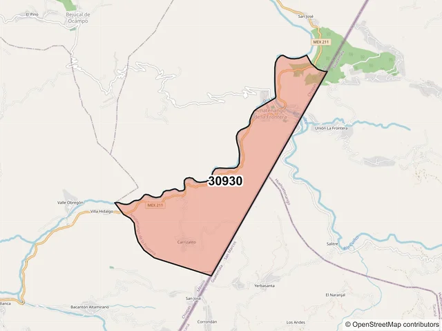 Mapa del código postal 30930, Amatenango de la Frontera, Chiapas