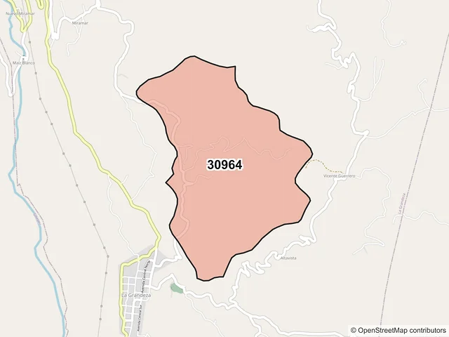 Mapa del código postal 30964, La Grandeza, Chiapas