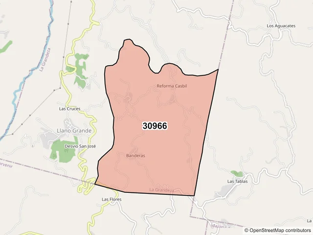 Mapa del código postal 30966, La Grandeza, Chiapas
