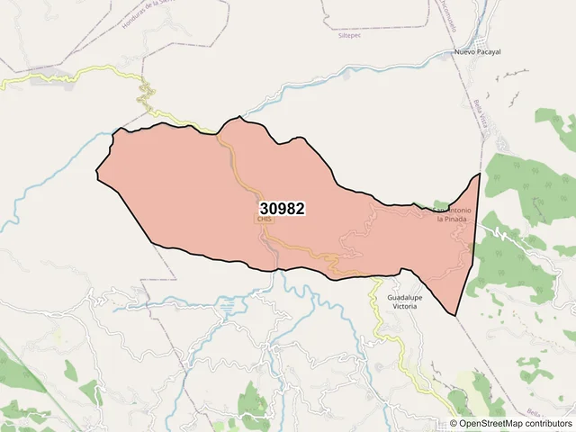 Mapa del código postal 30982, Siltepec, Chiapas