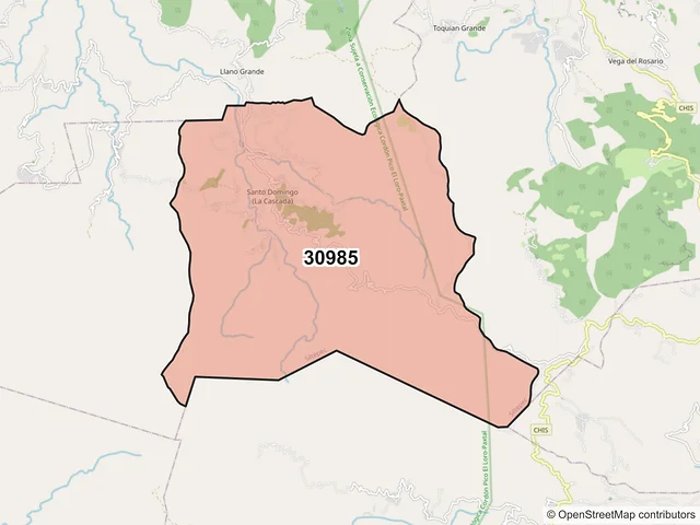 Mapa del código postal 30985, Siltepec, Chiapas