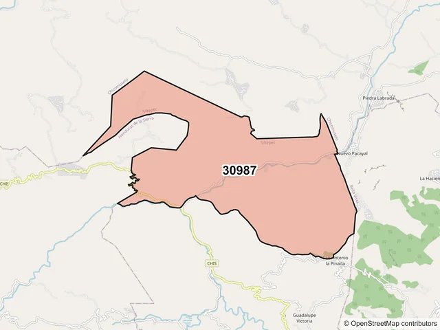 Mapa del código postal 30987, Siltepec, Chiapas