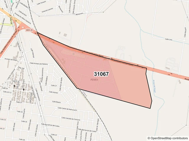 Mapa del código postal 31067, Chihuahua, Chihuahua