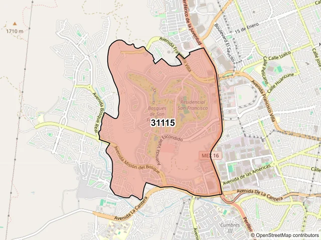 Mapa del código postal 31115, Chihuahua, Chihuahua