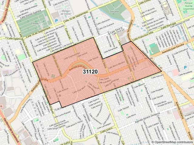 Mapa del código postal 31120, Chihuahua, Chihuahua