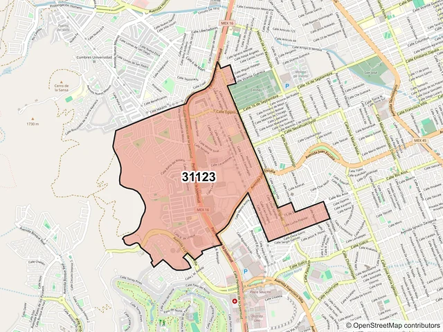 Mapa del código postal 31123, Chihuahua, Chihuahua