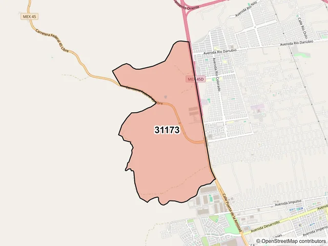 Mapa del código postal 31173, Chihuahua, Chihuahua