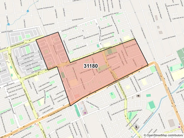 Mapa del código postal 31180, Chihuahua, Chihuahua