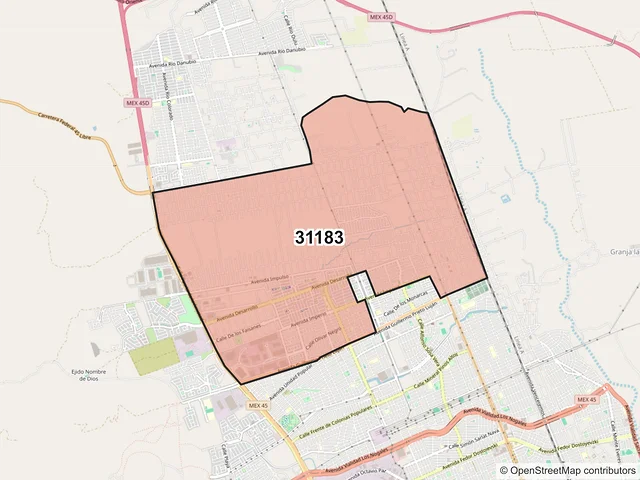 Mapa del código postal 31183, Chihuahua, Chihuahua