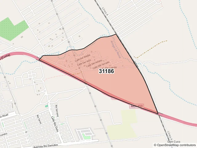 Mapa del código postal 31186, Chihuahua, Chihuahua
