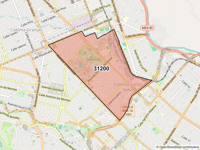 Mapa del código postal 31200, Chihuahua, Chihuahua