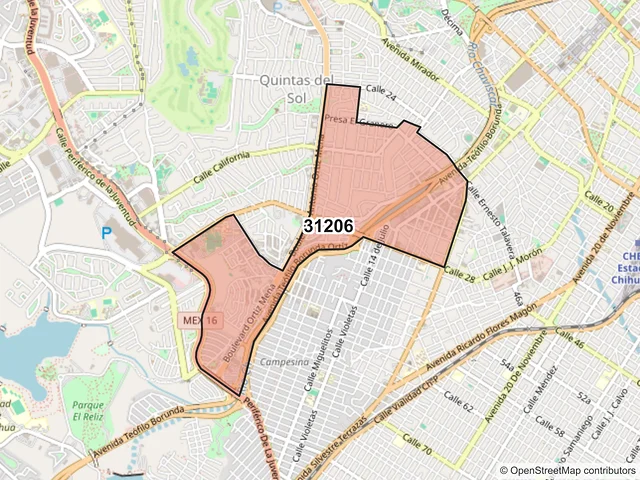 Mapa del código postal 31206, Chihuahua, Chihuahua