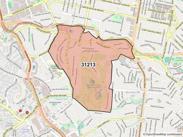 Mapa del código postal 31213, Chihuahua, Chihuahua