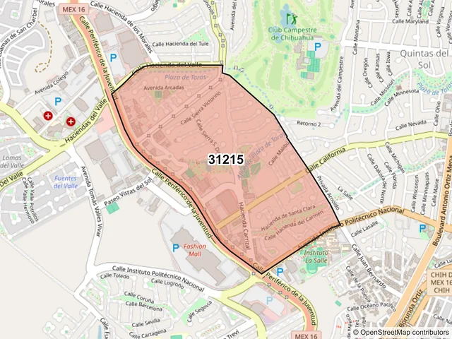 Mapa del código postal 31215, Chihuahua, Chihuahua