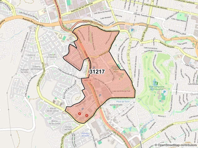 Mapa del código postal 31217, Chihuahua, Chihuahua