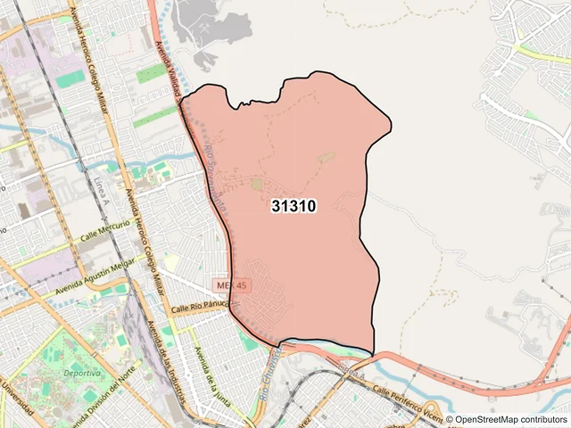 Mapa del código postal 31310, Chihuahua, Chihuahua