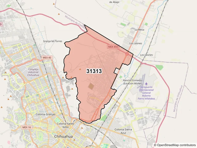 Mapa del código postal 31313, Chihuahua, Chihuahua