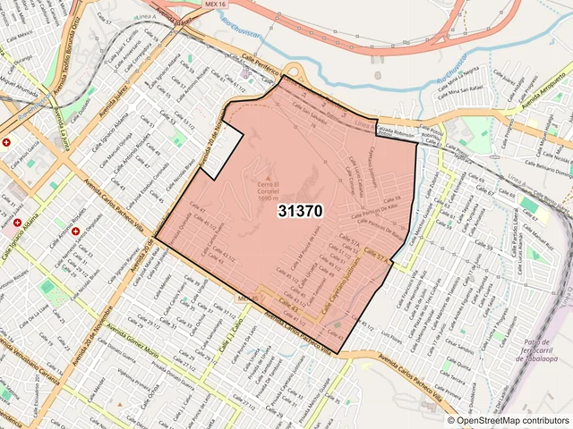 Mapa del código postal 31370, Chihuahua, Chihuahua